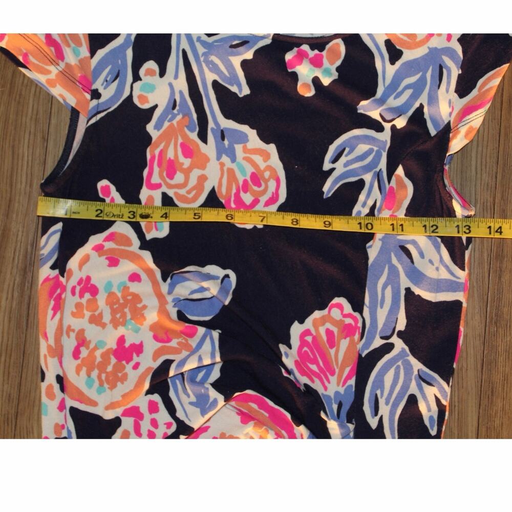 Lilly Pulitzer Kyra Midi Dress Navy Floral Cap Sleeve Ruched Size Small - Picture 5 of 5